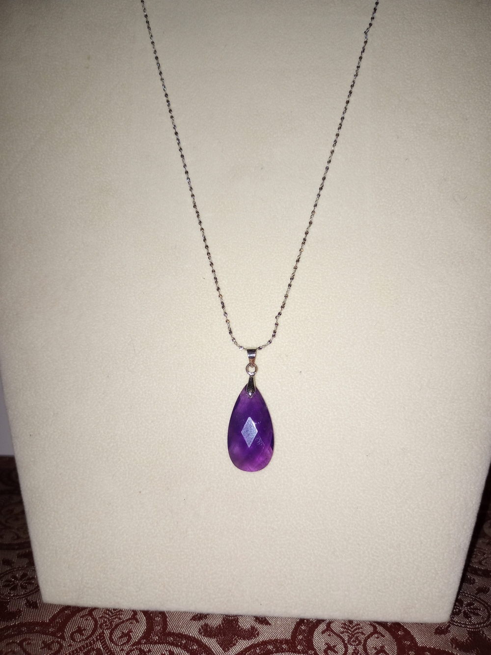 Necklace with Amethyst Teardrop Pendant